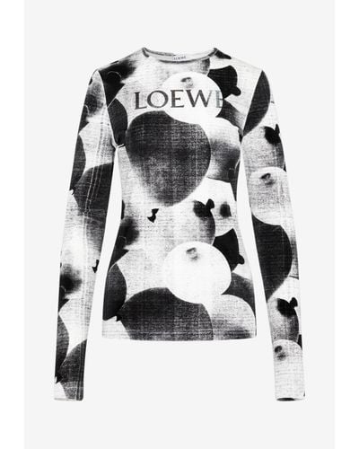 Loewe Balloon Print Long-sleeved T-shirt In Velvet - Black