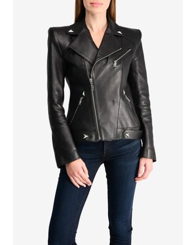 Mugler Blouson Leather Jacket - Black
