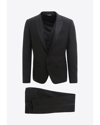 Dolce & Gabbana Wool And Silk Single-Breasted Suit - Black