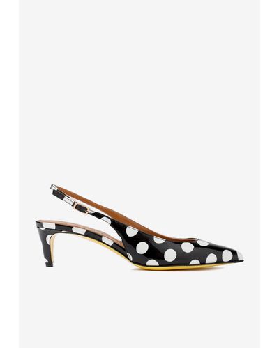 Marni 50 Slingback Polka Dot Pumps - White