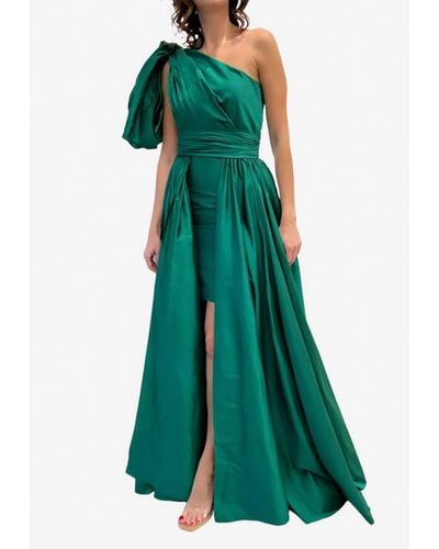 Leal Daccarett Isla Negra One-Shoulder Gown - Green