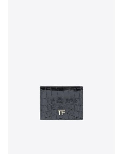 Tom Ford Tf Shiny Croc-Embossed Leather Wallet - White