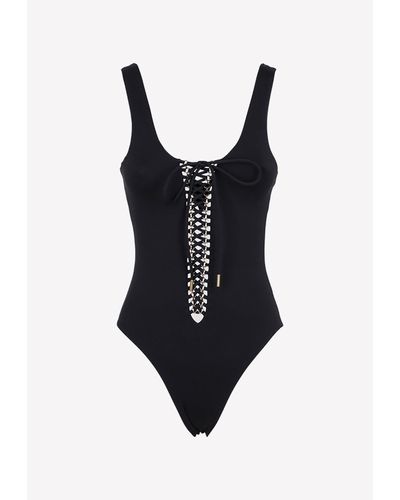 Saint Laurent Lace-up One-piece Swimsuit - Black