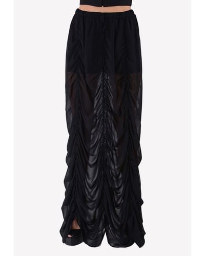 Vera Wang Silk Draped Maxi Skirt - Black