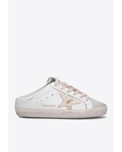 Golden Goose Super-Star Leather Sabot Sneakers - White