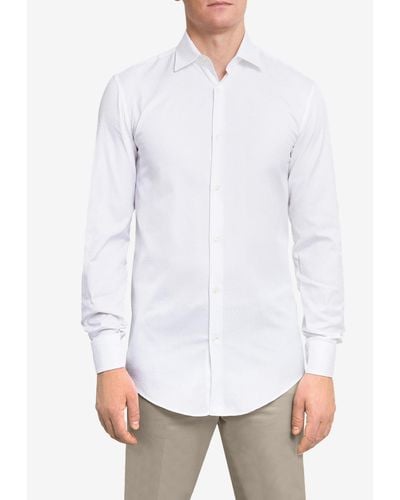 Ferragamo Gancini Pattern Long-Sleeved Shirt - White