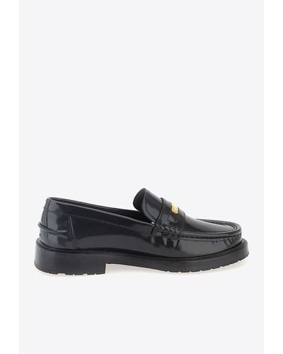 Moschino Logo Lettering Leather Loafers - Black
