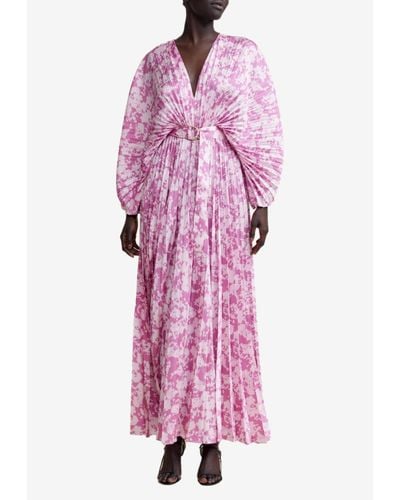 Acler Westover Printed Pleated Maxi Dress - Pink