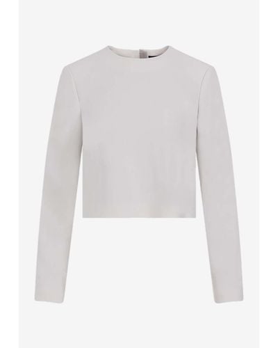 Theory Long-Sleeved Cropped Top - White