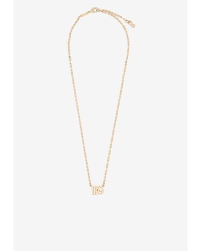 Dolce & Gabbana Logo Charm Chain Necklace - White