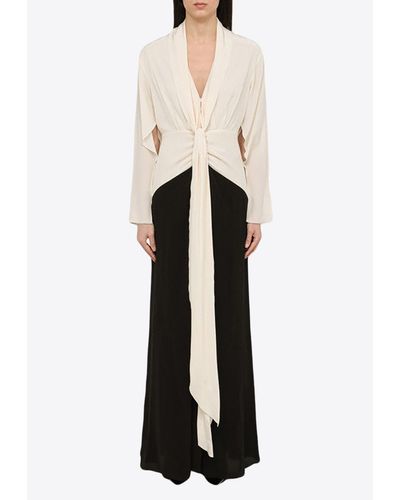 Victoria Beckham Tie-Detail Silk Maxi Dress - White