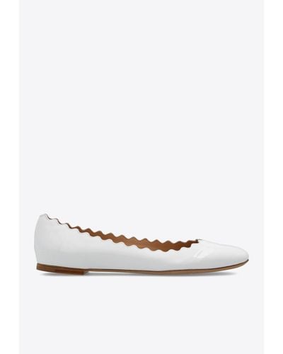 Chloé Lauren Patent Leather Ballet Flats - White