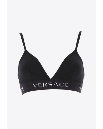 Versace Logo Triangle Bralette - Black