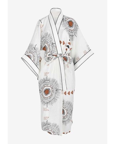 Maison La Plage Gazelle Printed Kimono - White