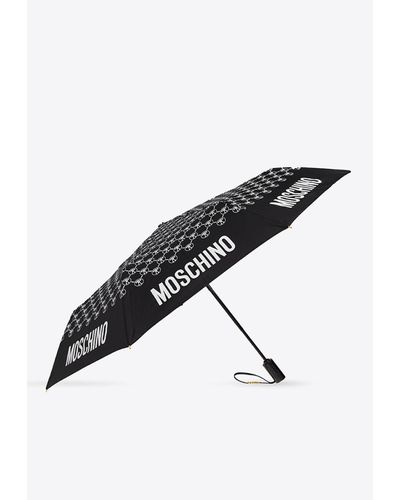 Moschino Logo Monogram Folding Umbrella - Black