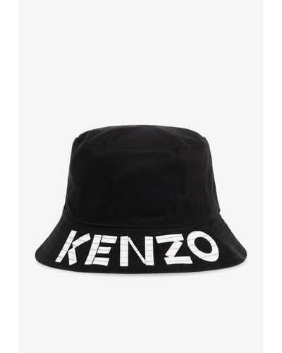KENZO Logo-Detail Reversible Bucket Hat - Black