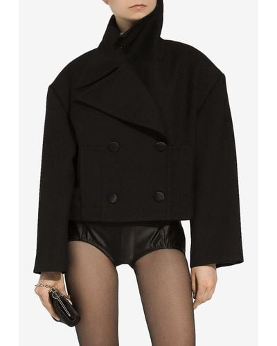 Dolce & Gabbana Oversized Short Wool Coat - Black
