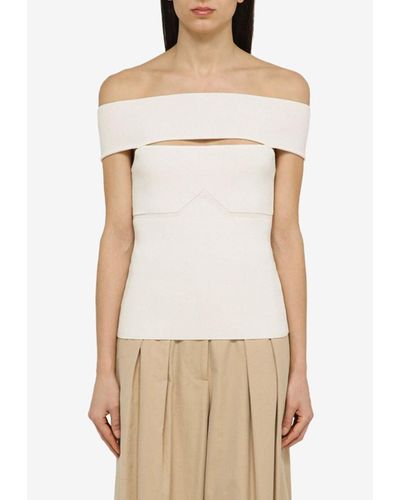 FEDERICA TOSI Off-Shoulder Cut-Out Top - Natural