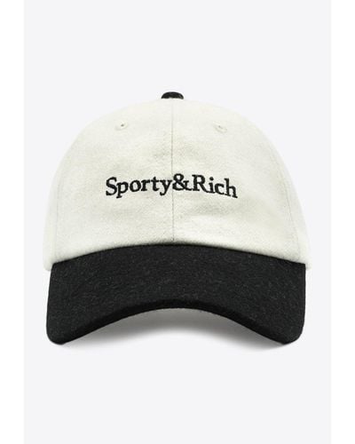Sporty & Rich Serif Logo Wool Cap - White