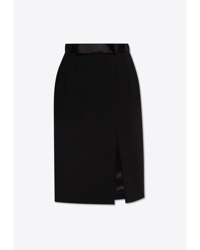 Dolce & Gabbana Satin Waistband Pencil Skirt - Black