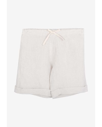 Marané Drawstring Linen Shorts - White