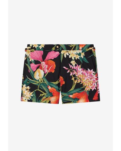 Tom Ford Orchid Print Swim Shorts - Red