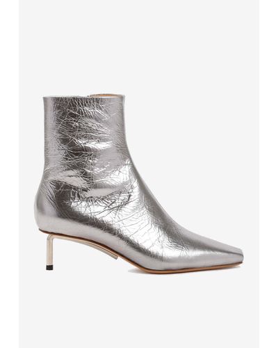 Off-White c/o Virgil Abloh Silver Allen Metal Ankle Boots Shoes - Gray