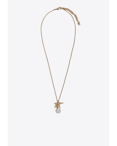 Ferragamo Crystal-Embellished Star Chain Necklace - White