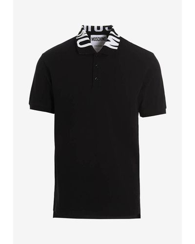 Moschino Logo Jacquard Polo T-Shirt - Black
