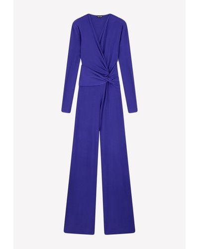 Tom Ford Draped Jersey Jumpsuit - Blue