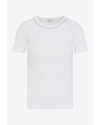 Peserico Short-Sleeved Rhinestones T-Shirt - White