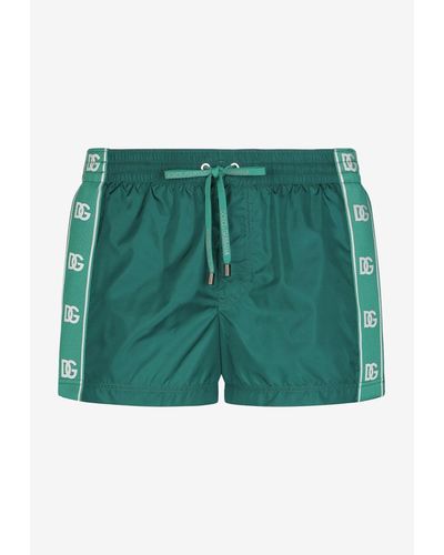 Dolce & Gabbana Logo Bands Swim Shorts - Green