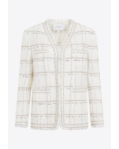 Giambattista Valli Bouclé Sequin-Embellished Jacket - White