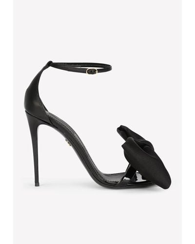 Dolce & Gabbana Keira 105 Satin Bow Sandals - Black