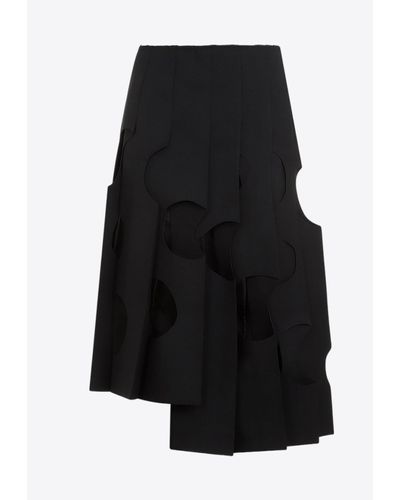 Comme des Garçons Asymmetric Cut-Out Midi Skirt - Black