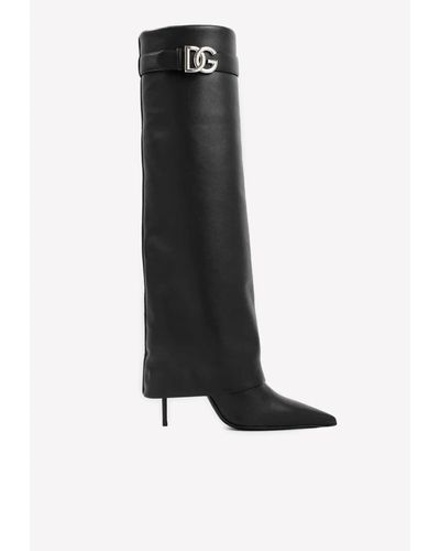 Dolce & Gabbana Lollo 105 Dg Logo Nappa Leather Boots - Black