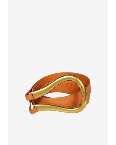 Bottega Veneta Horseshoe Leather Belt - Orange