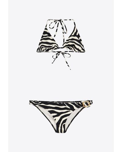 Tom Ford Zebra Print Halterneck Bikini - White