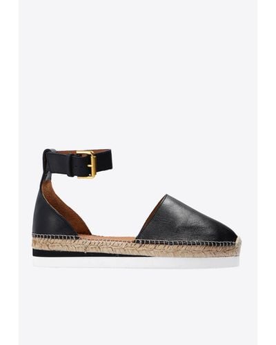 See By Chloé Glyn Grained Leather Espadrilles - Black