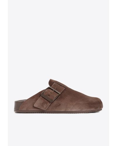 Balenciaga Sunday Suede Leather Mules - Brown