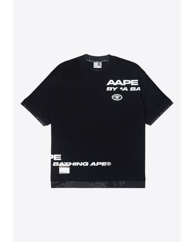 Aape Moonface Panelled Printed T-Shirt - Blue