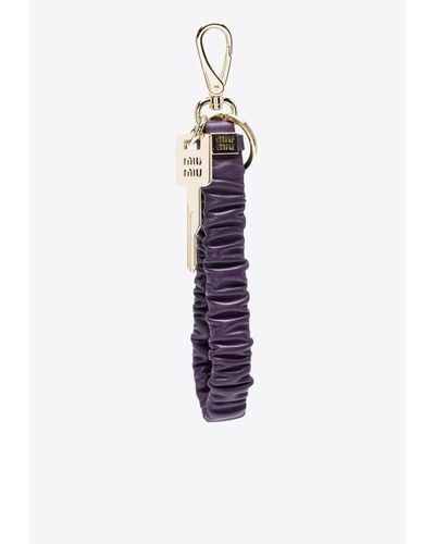 Miu Miu Quilted Effect Leather Key Ring - White