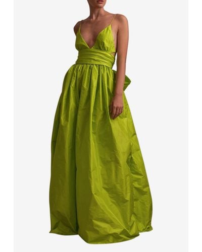 Leal Daccarett Corombaia Silk Taffeta Gown With Oversized Bow Detail - Green