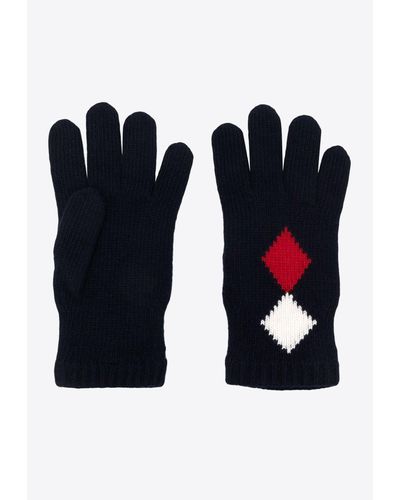 Moncler Geometric-Intarsia Wool Gloves - Black