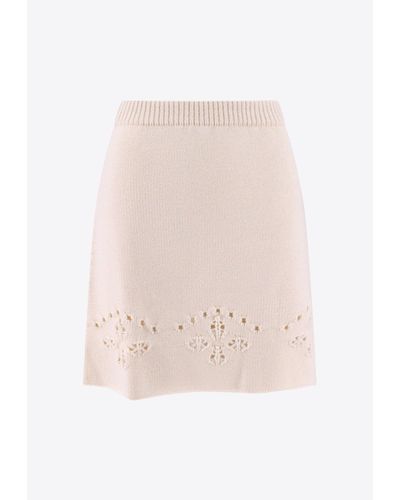 Chloé Openwork Wool Mini Skirt - Natural