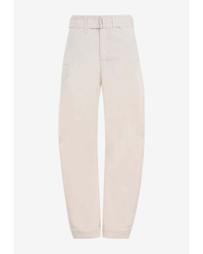 Lemaire Belted Tapered Cargo Trousers - White