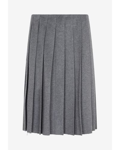 Miu Miu Wool Pleated Skirt - Gray