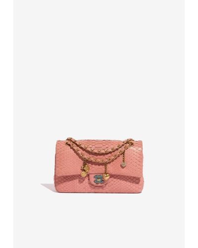 Chanel Medium Timeless Shoulder Bag In Dusty Rose Python Leather - Pink