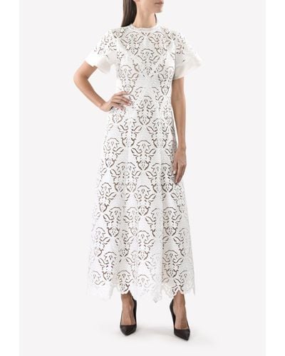 Rachel Gilbert Sylvia Floral Cut-Out A-Line Gown - White