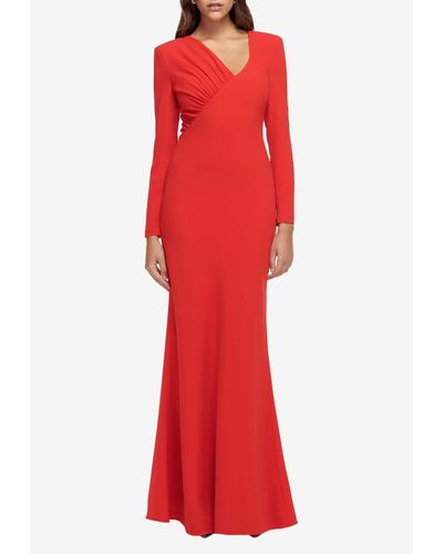 Roland Mouret Long-Sleeved Cady Gown - Red